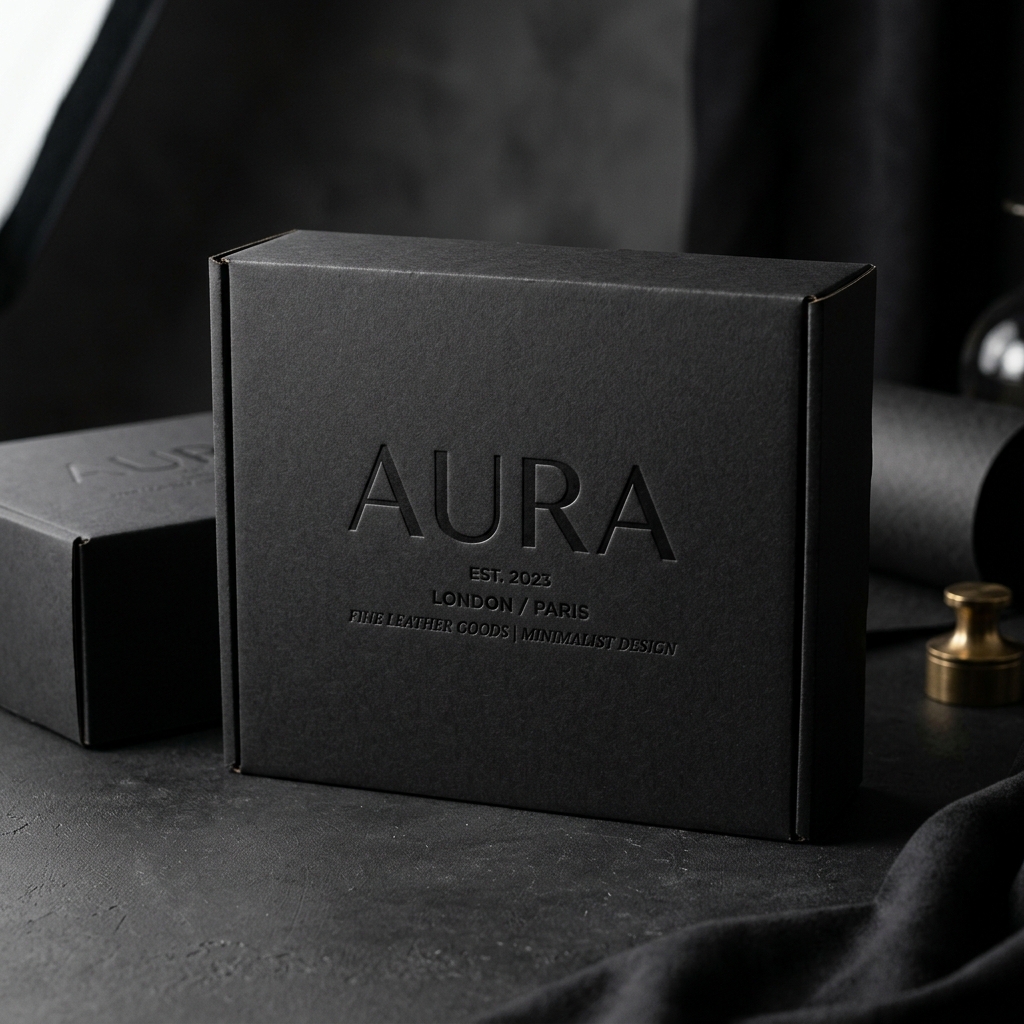 Premium Logo debossed box packaging mockup